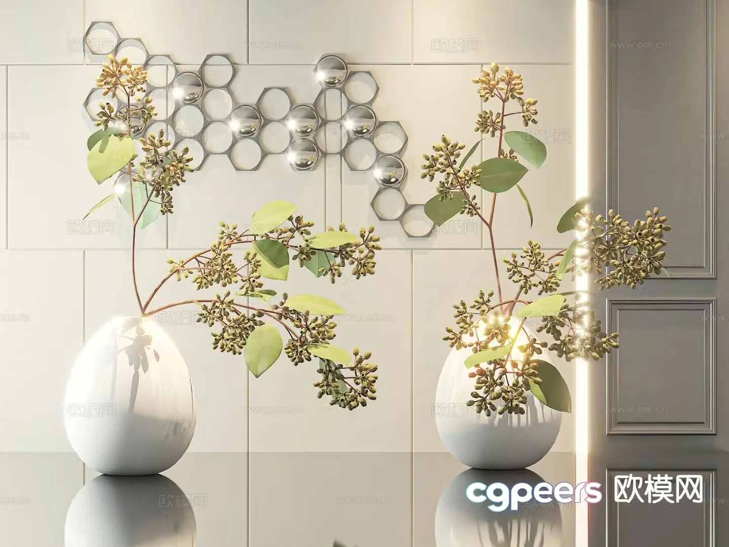 vase floral green plant flower arrangement 3d model