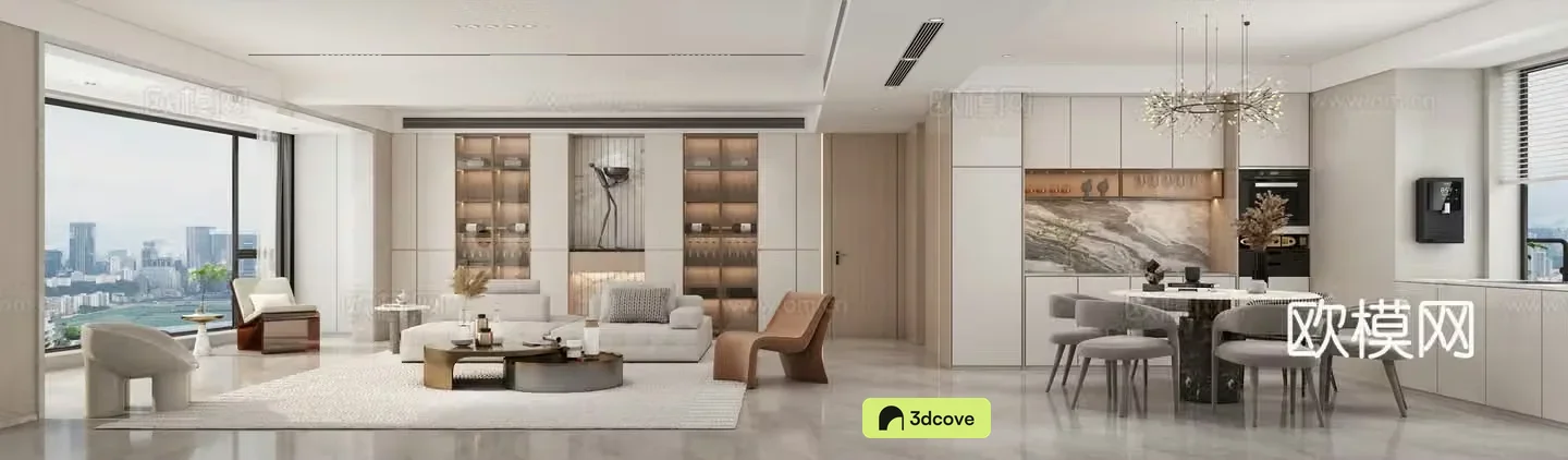 Modern living and dining room