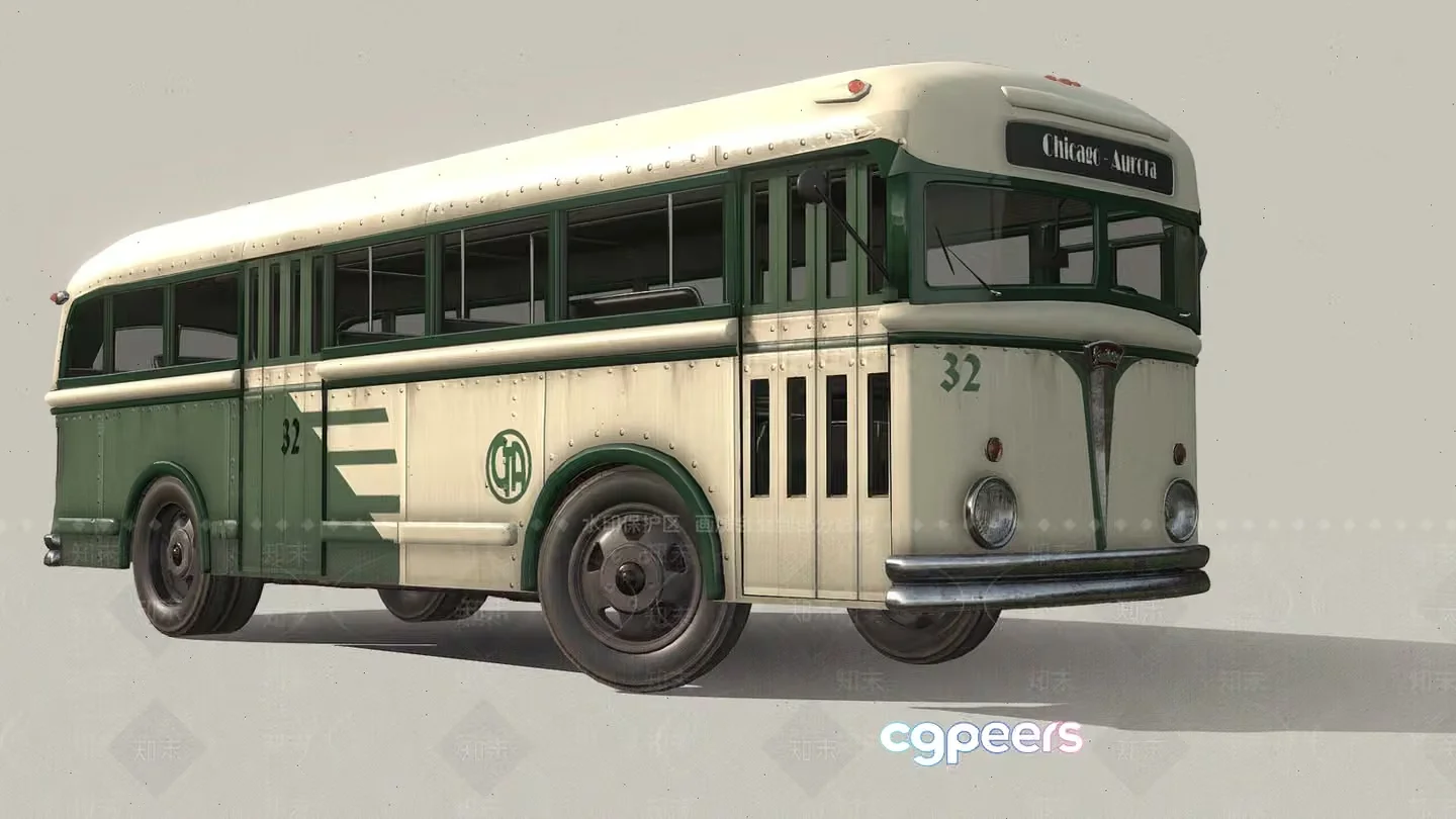 Old-Fashioned Bus 3D Model – 13376 – VRAY Render