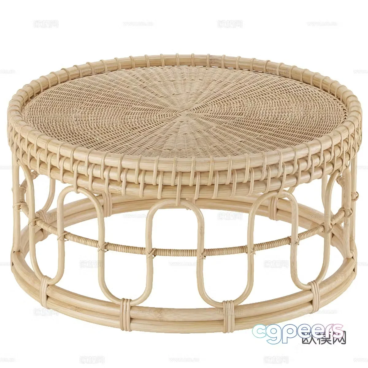 New Chinese rattan coffee table coffee table 3D model