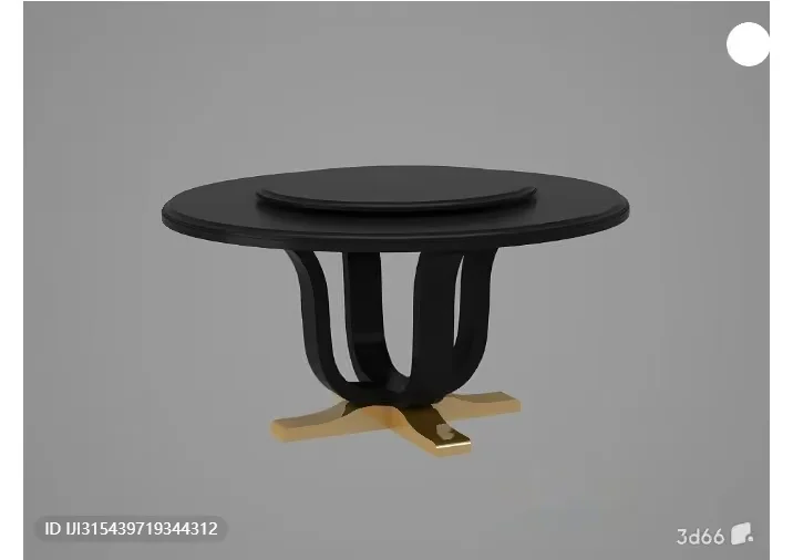 A Black Round Table With A Gold Base 3D Model – 7486 – VRAY Render