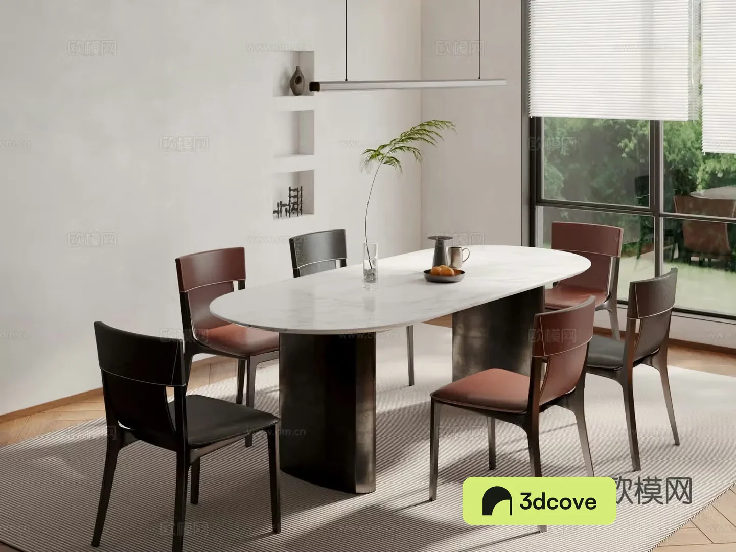Modern slate dining table and chairs