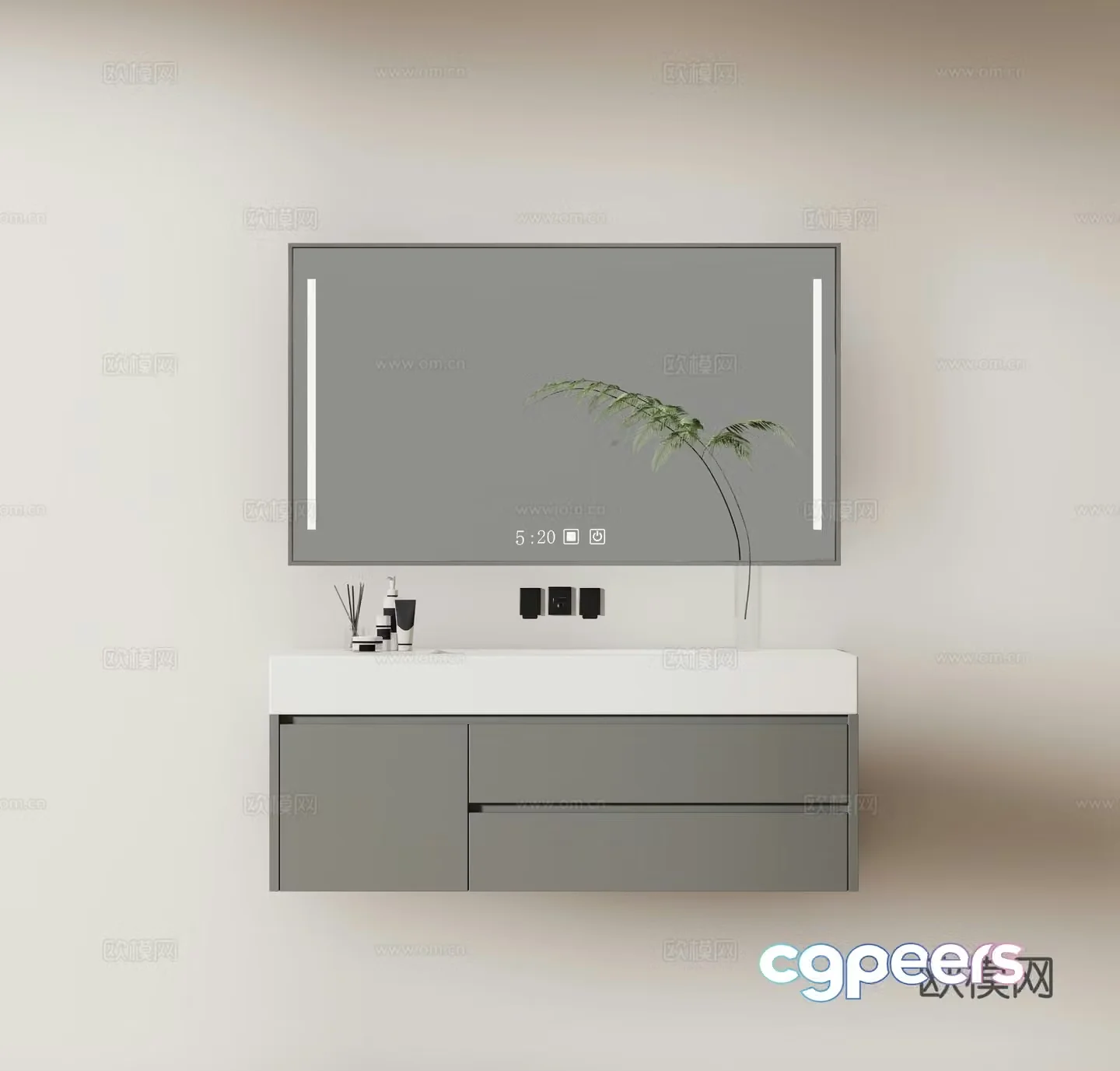Modern basin cabinet bathroom cabinet wash cabinet mirror cabinet 3d model
