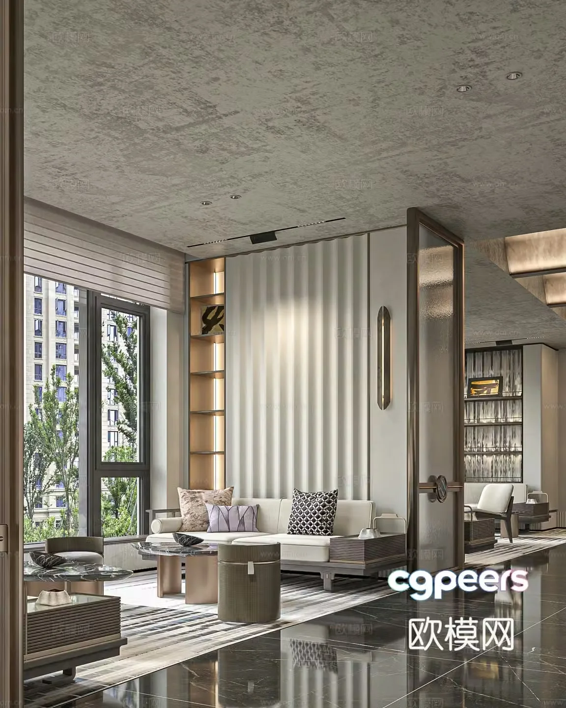 Italian light luxury sales office sales office lobby negotiation area water bar empty sales office 3D model