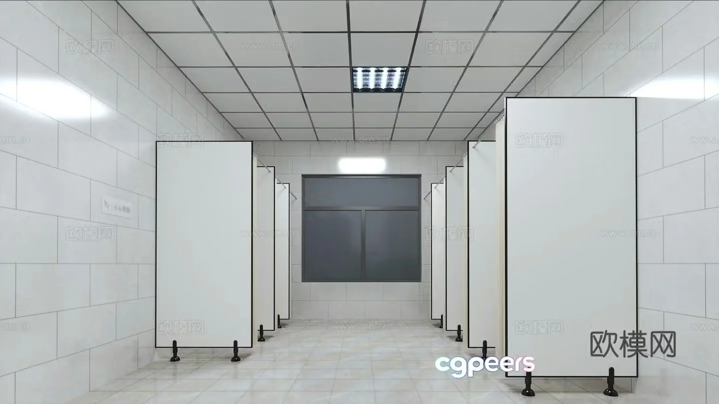 Modern bathhouse shower area 3d model