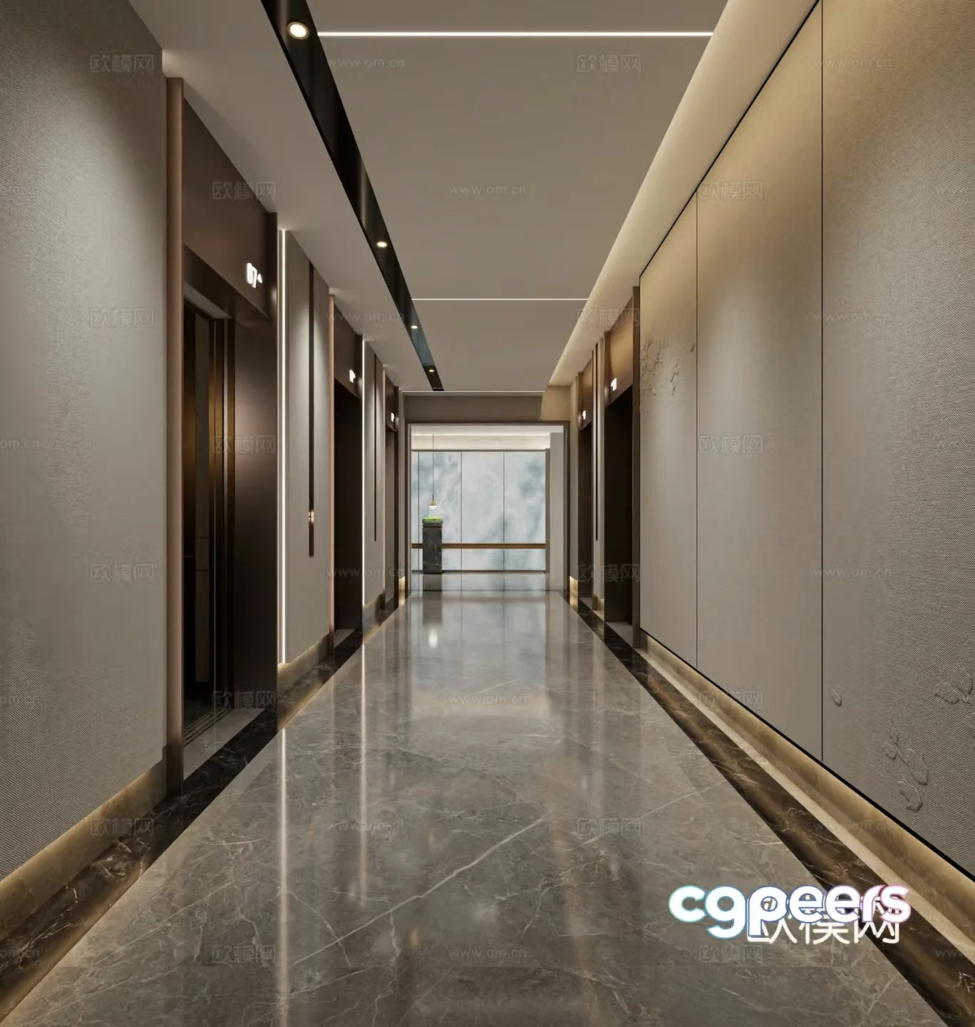 Hotel elevator hall elevator room 3d model