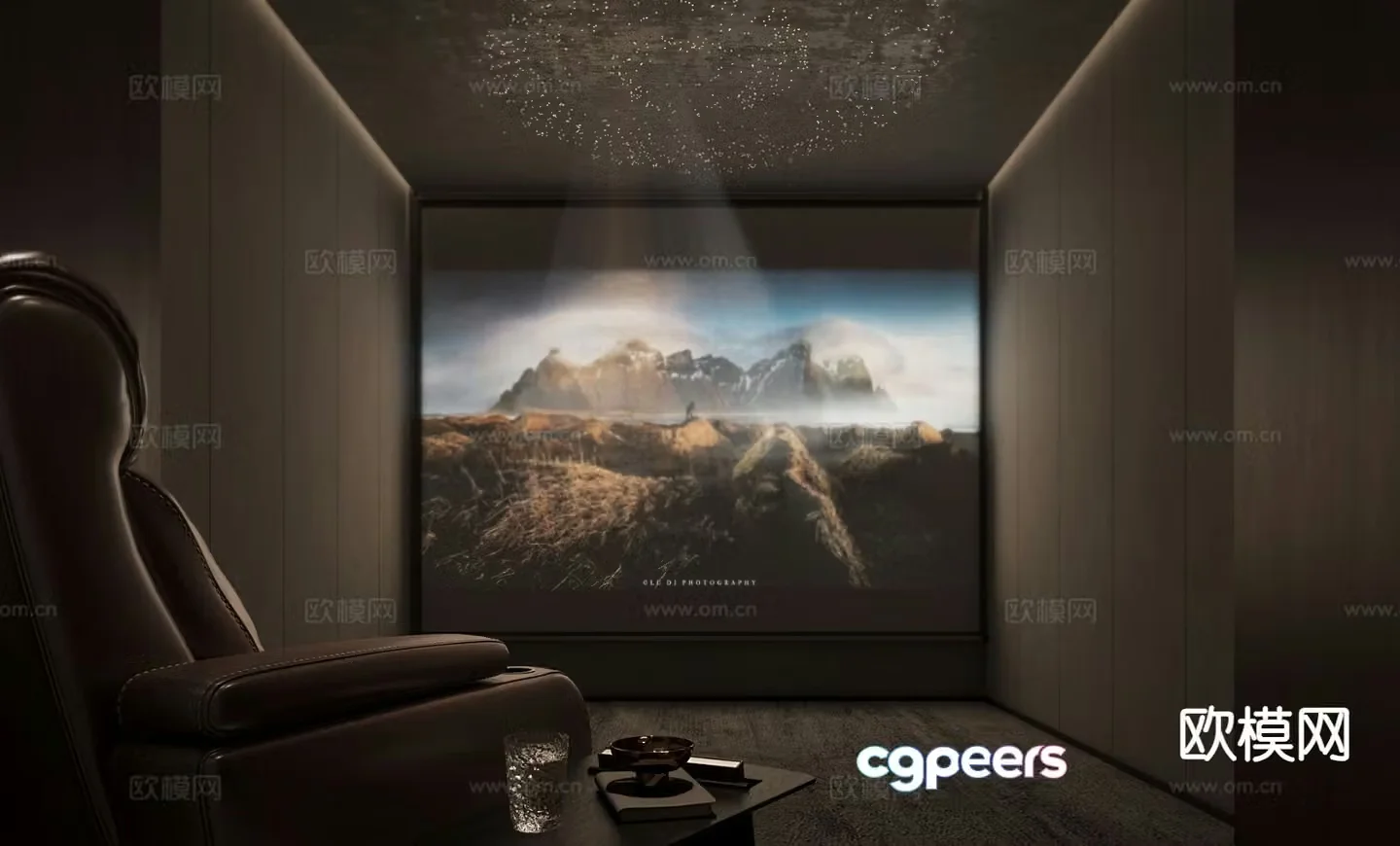 Modern home theater screening room video room 3d model