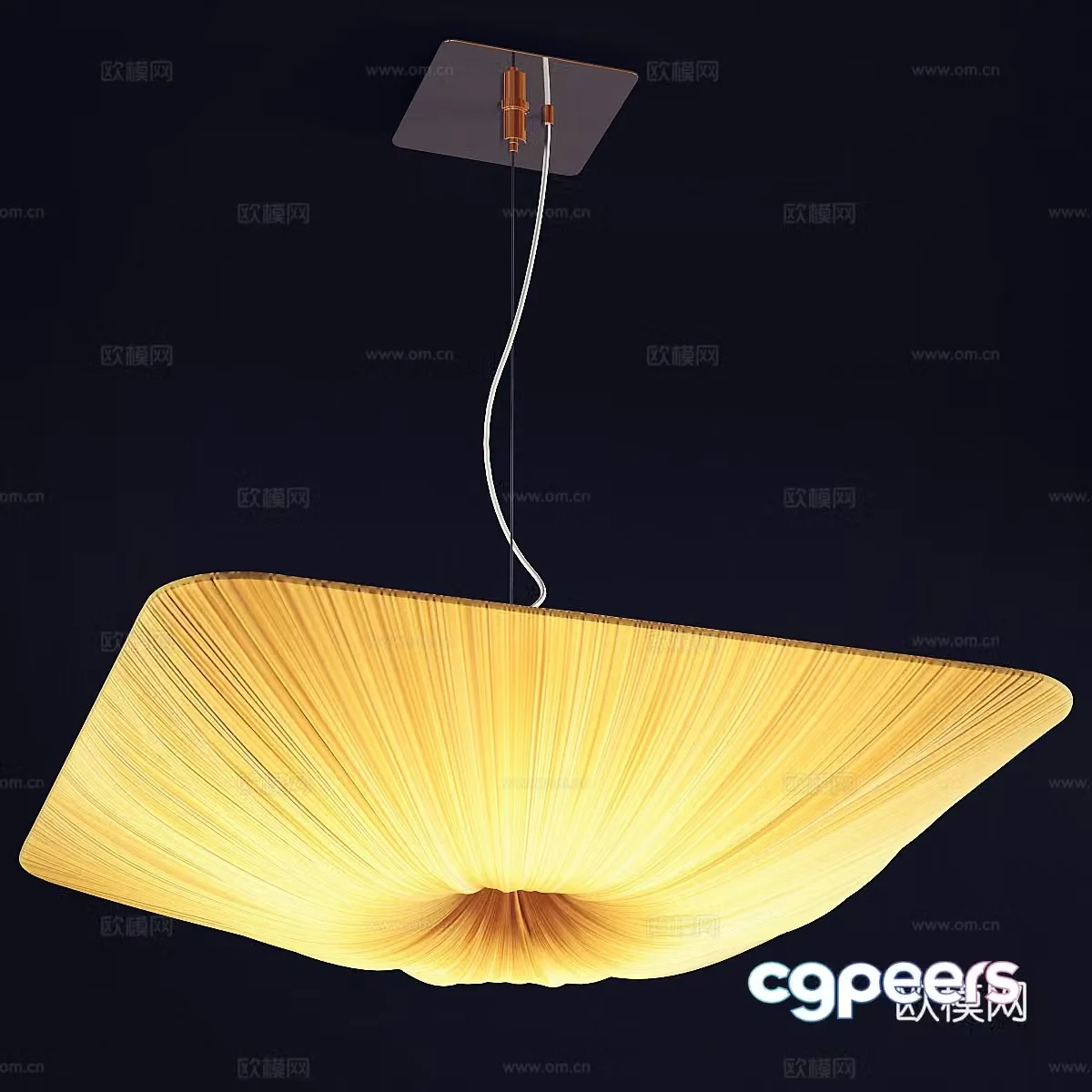 New Chinese style light luxury fabric decorative chandelier 3D model