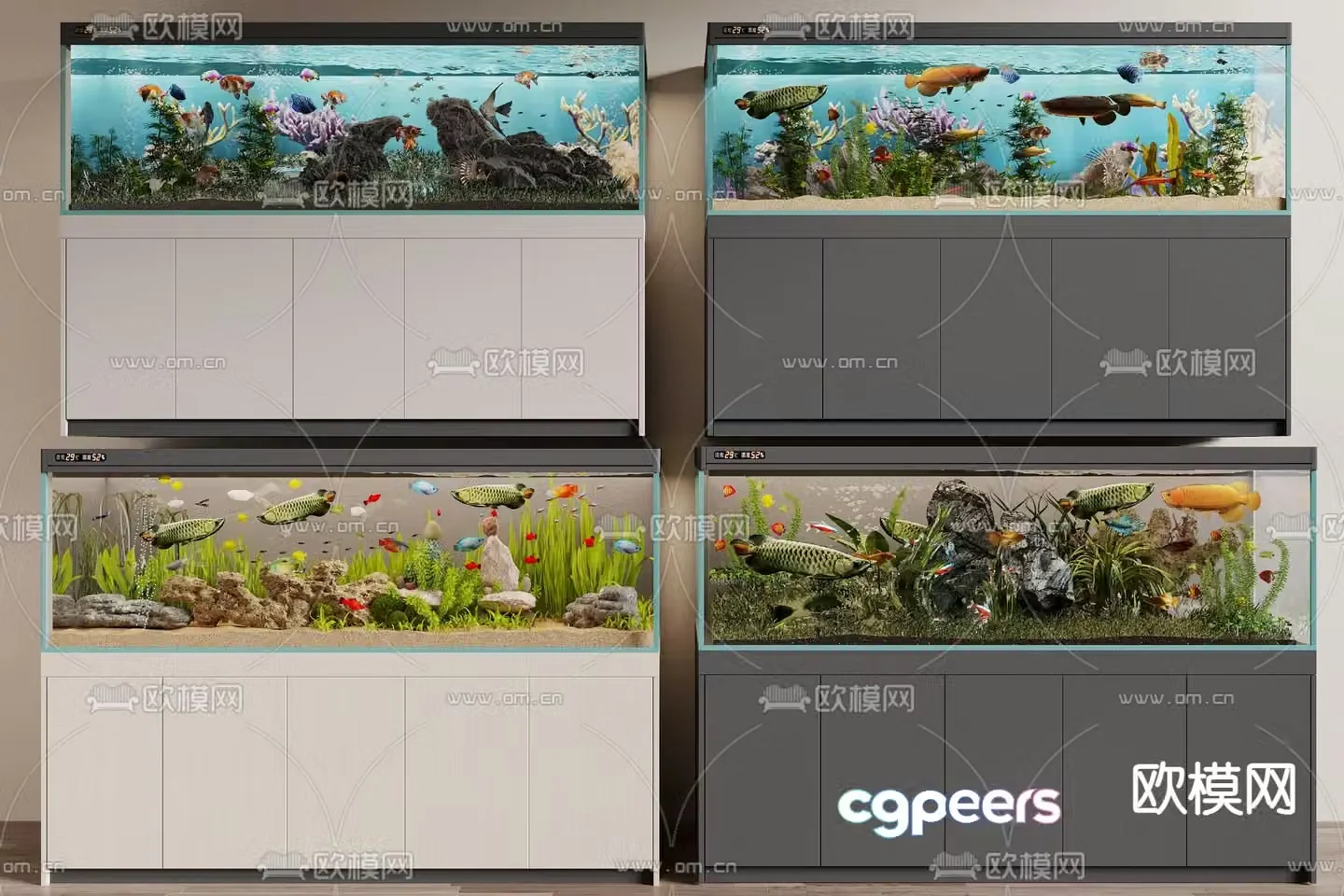 Modern fish tank aquarium 3d model