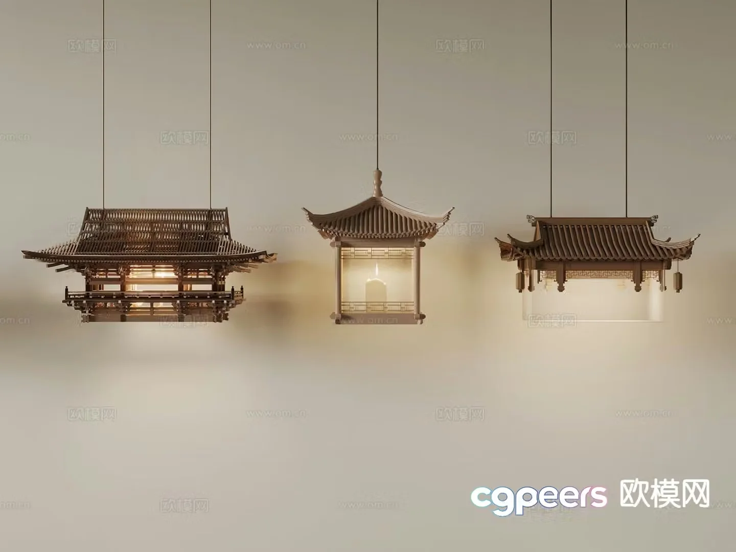 New Chinese Chandelier Tower Chandelier 3D Model