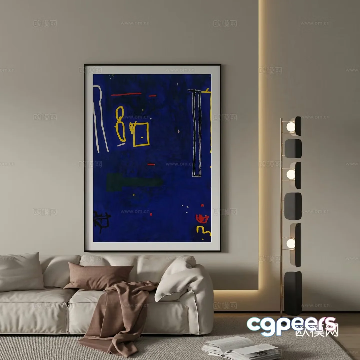 Modern abstract painting Decorative painting 3d model