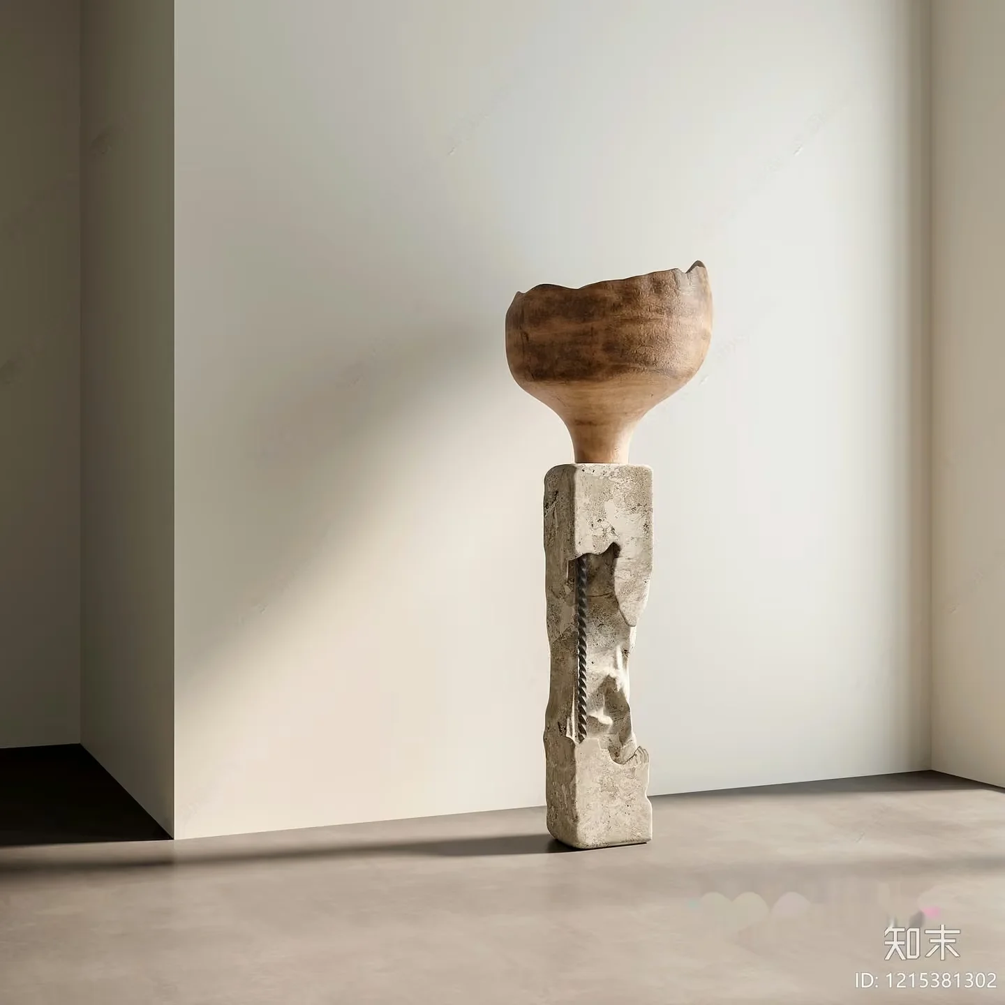A Decorative Bowl On A Stone Pedestal 3D Model – 10715 – VRAY Render