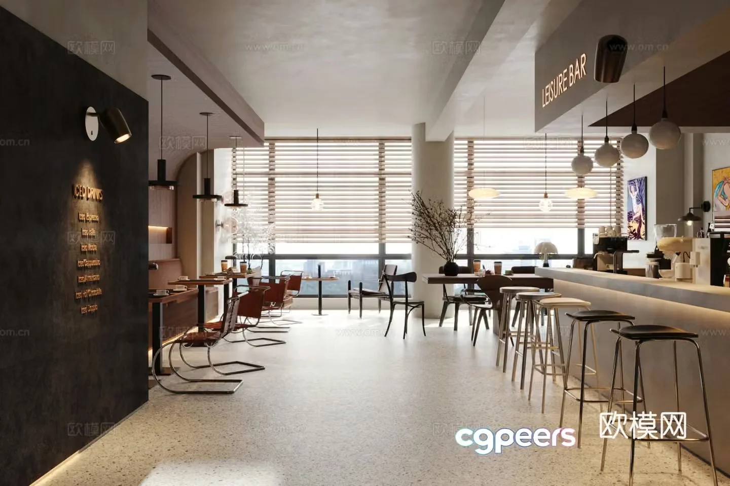 Industrial style coffee shop milk tea shop 3d model