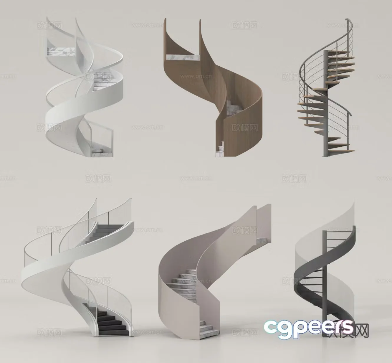 spiral staircase handrail staircase 3d model