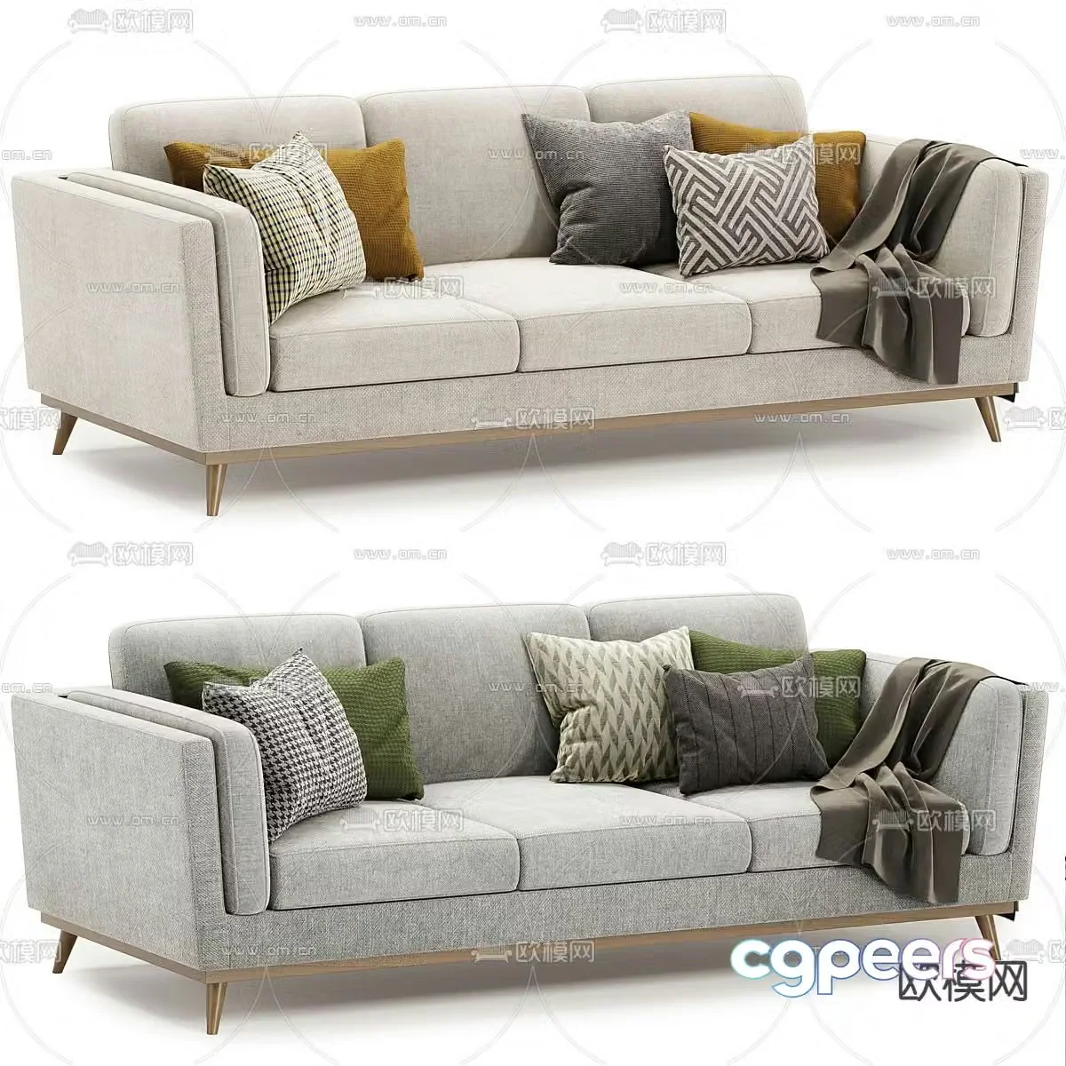Kassia three seater sofa 3d model