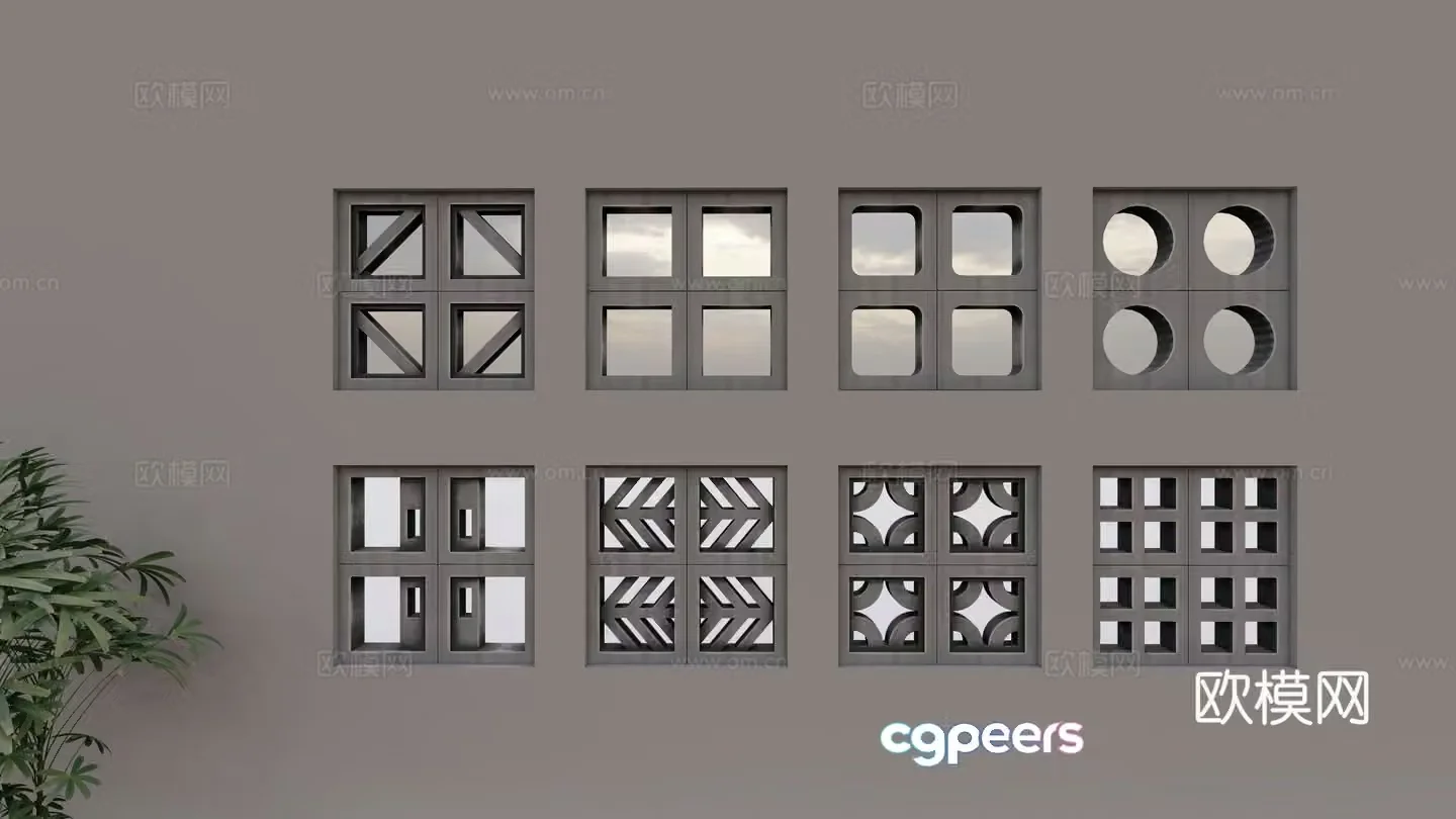 Modern building materials Cement brick partition wall Cement hollow brick Cement hollow partition brick Window grille 3D model
