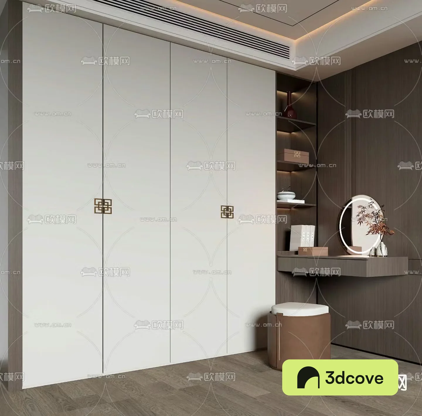 New Chinese style wardrobe dressing table integrated cabinet