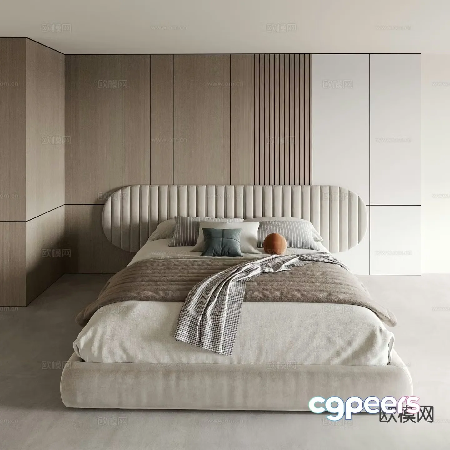 Double bed commercial bed hotel bed 3d model
