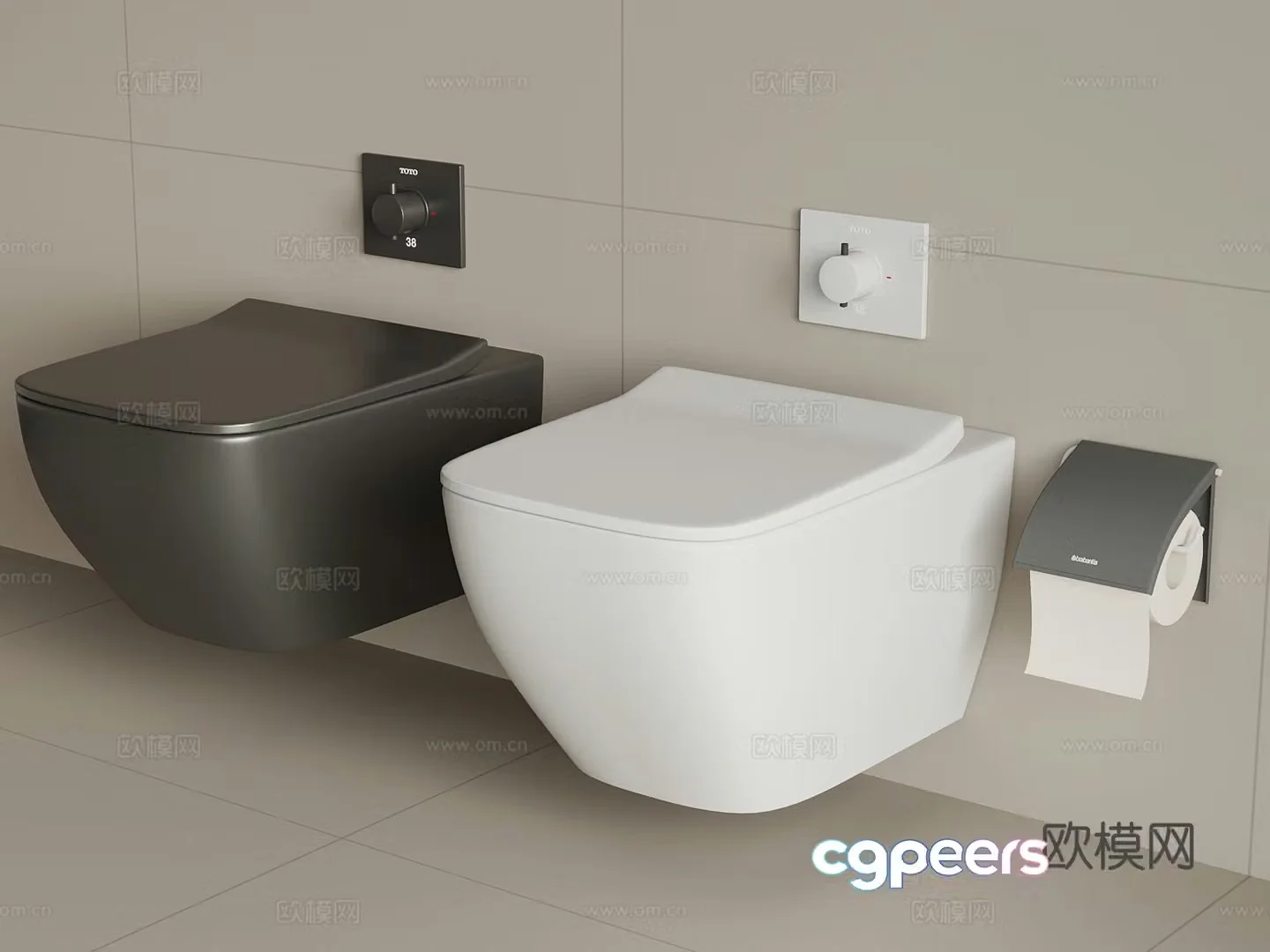Modern wall-mounted toilet smart toilet 3d model