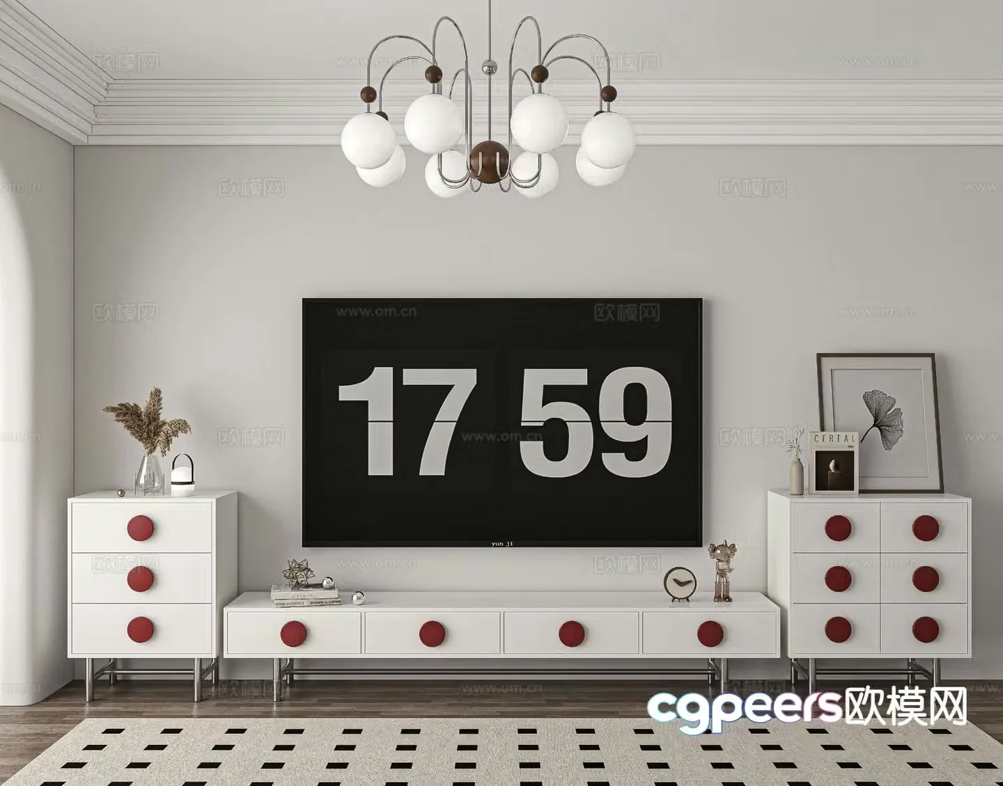 Cream style TV cabinet 3d model