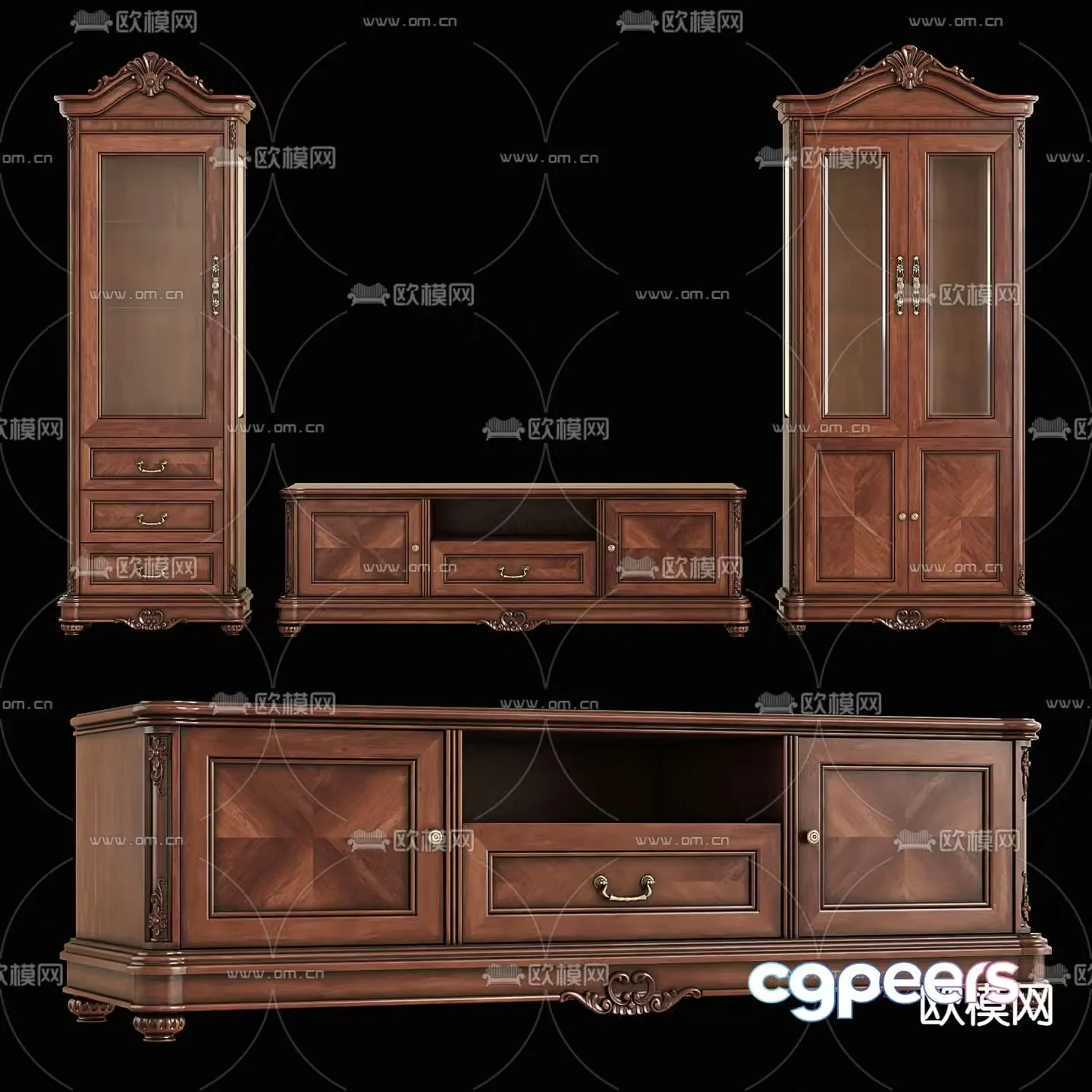 European style TV cabinet hall cabinet 3d model