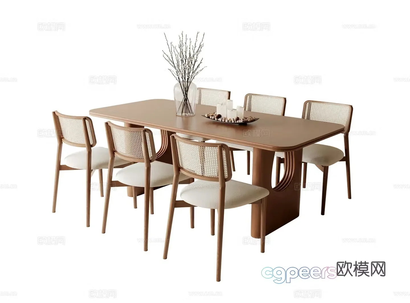 Modern medieval dining table and chair 3D model