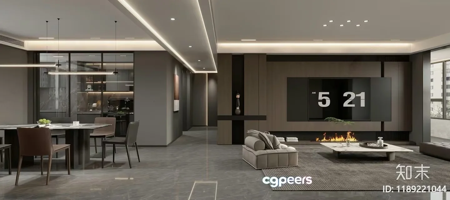 Modern Living Room 3D Model – 17591 – VRAY Render