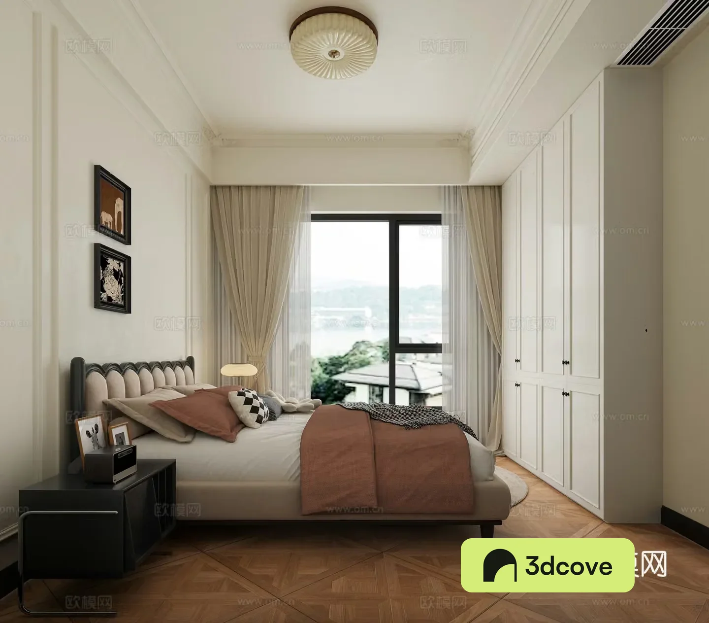 French bedroom French bed combination French ceiling light French door