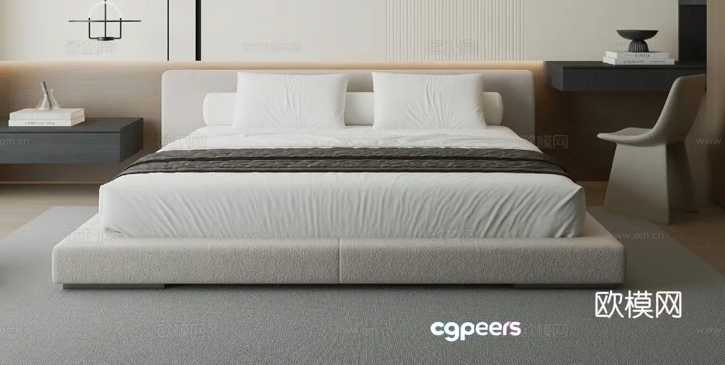 Modern double bed 3d model