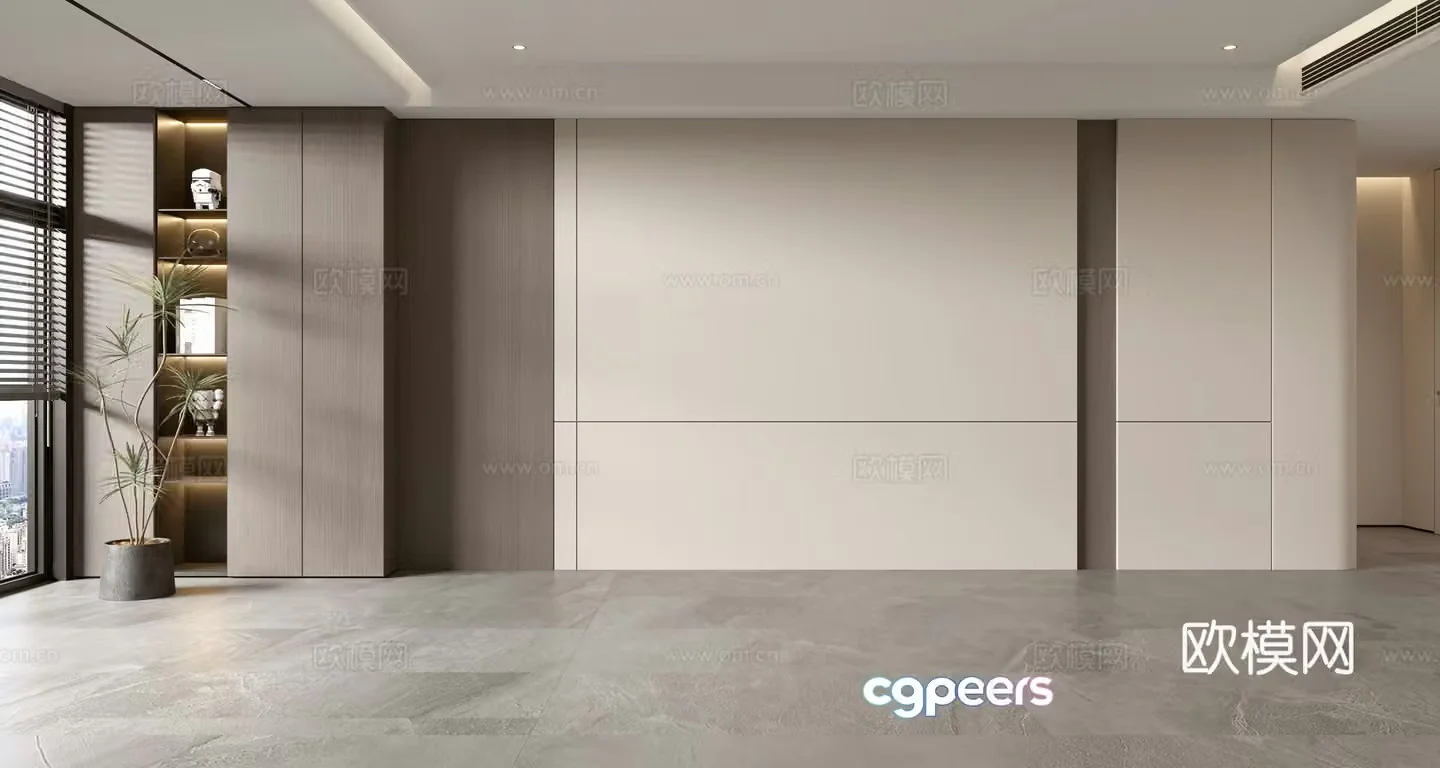 Modern sofa background wall 3d model