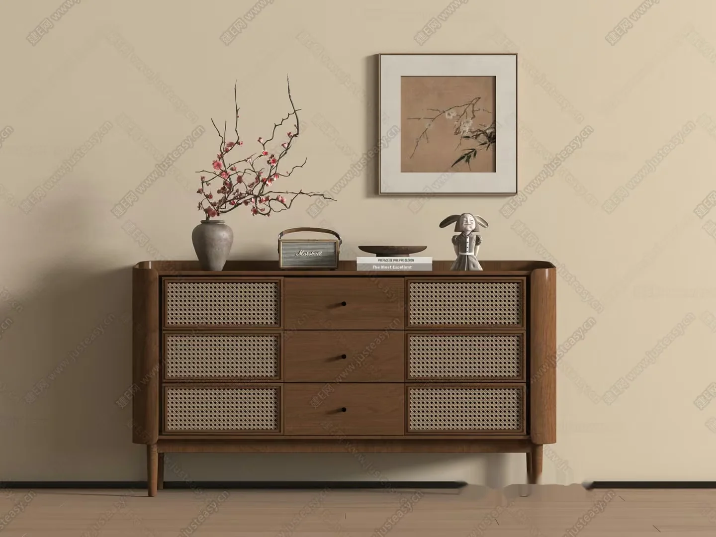 Mid-Century Modern Dresser 3D Model – 10027 – VRAY Render