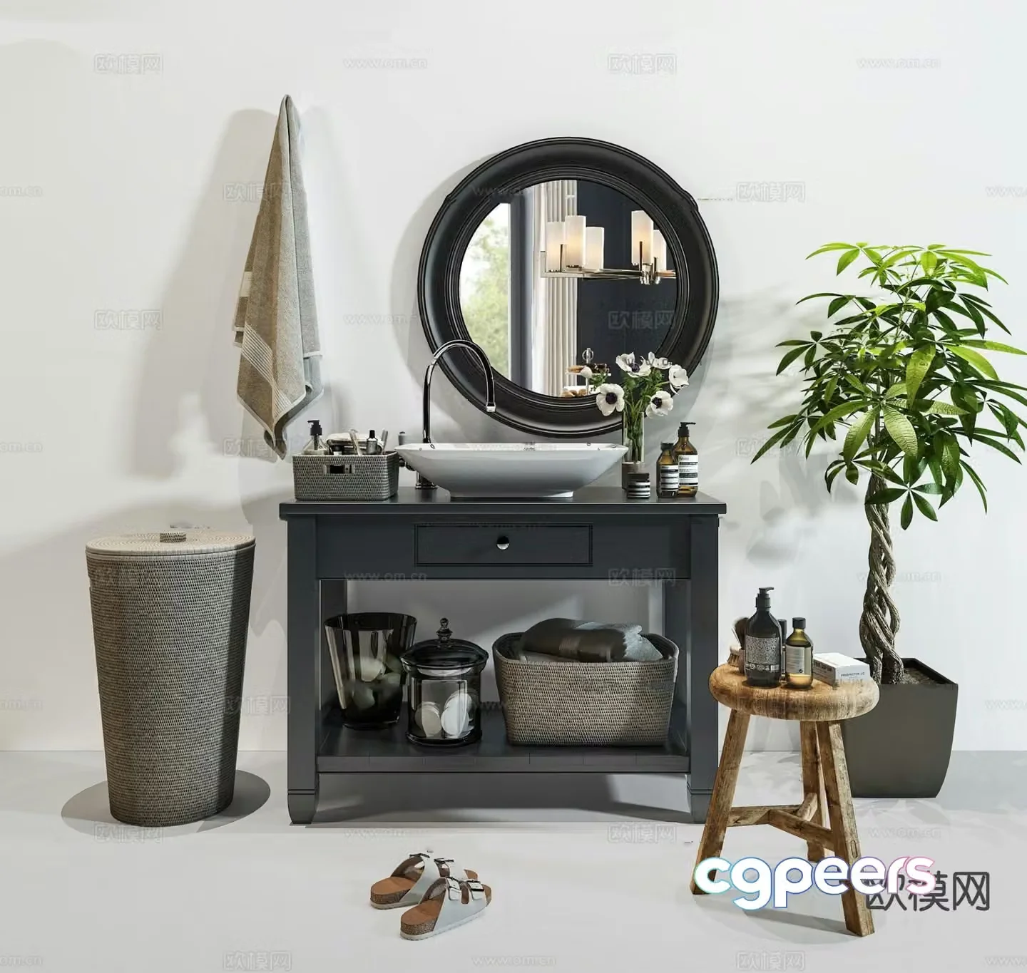 Modern bathroom cabinet bathroom basin wash basin 3d model