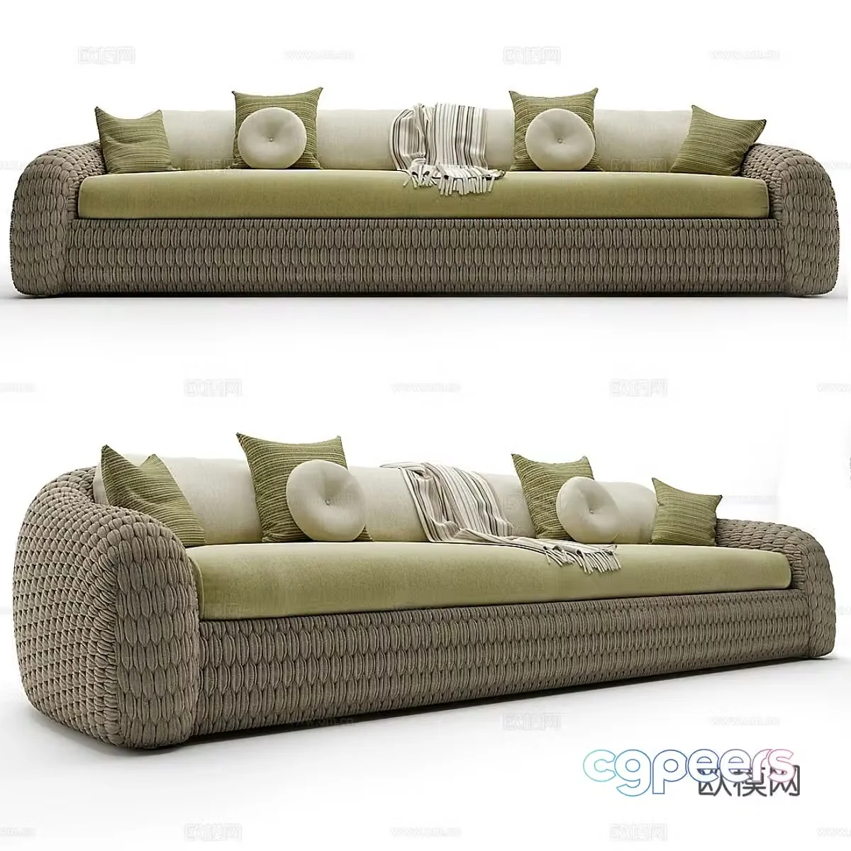 Southeast Asian outdoor sofa three-seat sofa 3d model