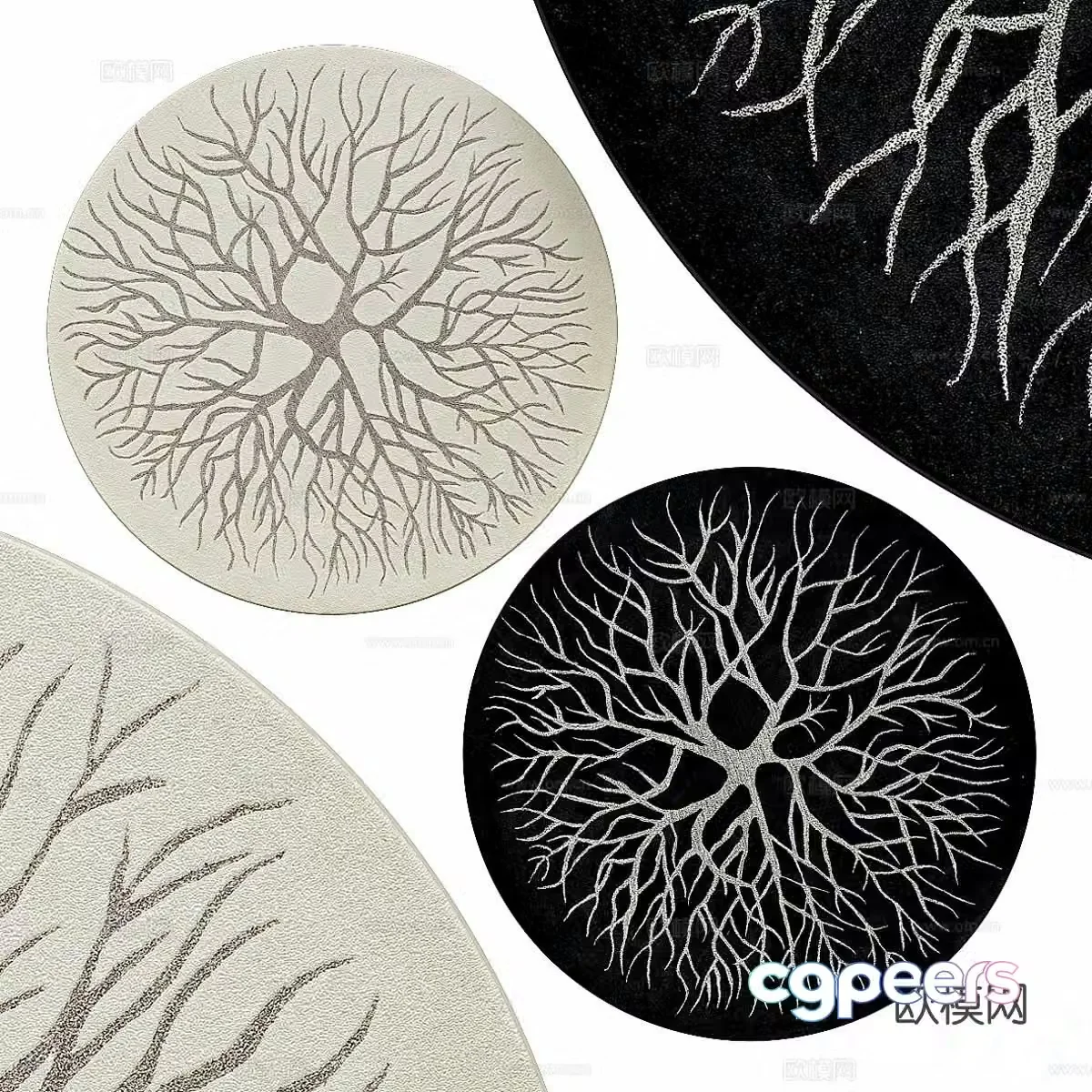 Modern round carpet plush carpet 3d model