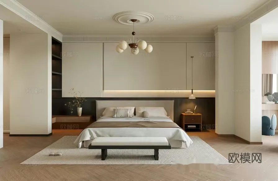 Modern Bedroom Design 3D Model – 11008 – CORONA Render