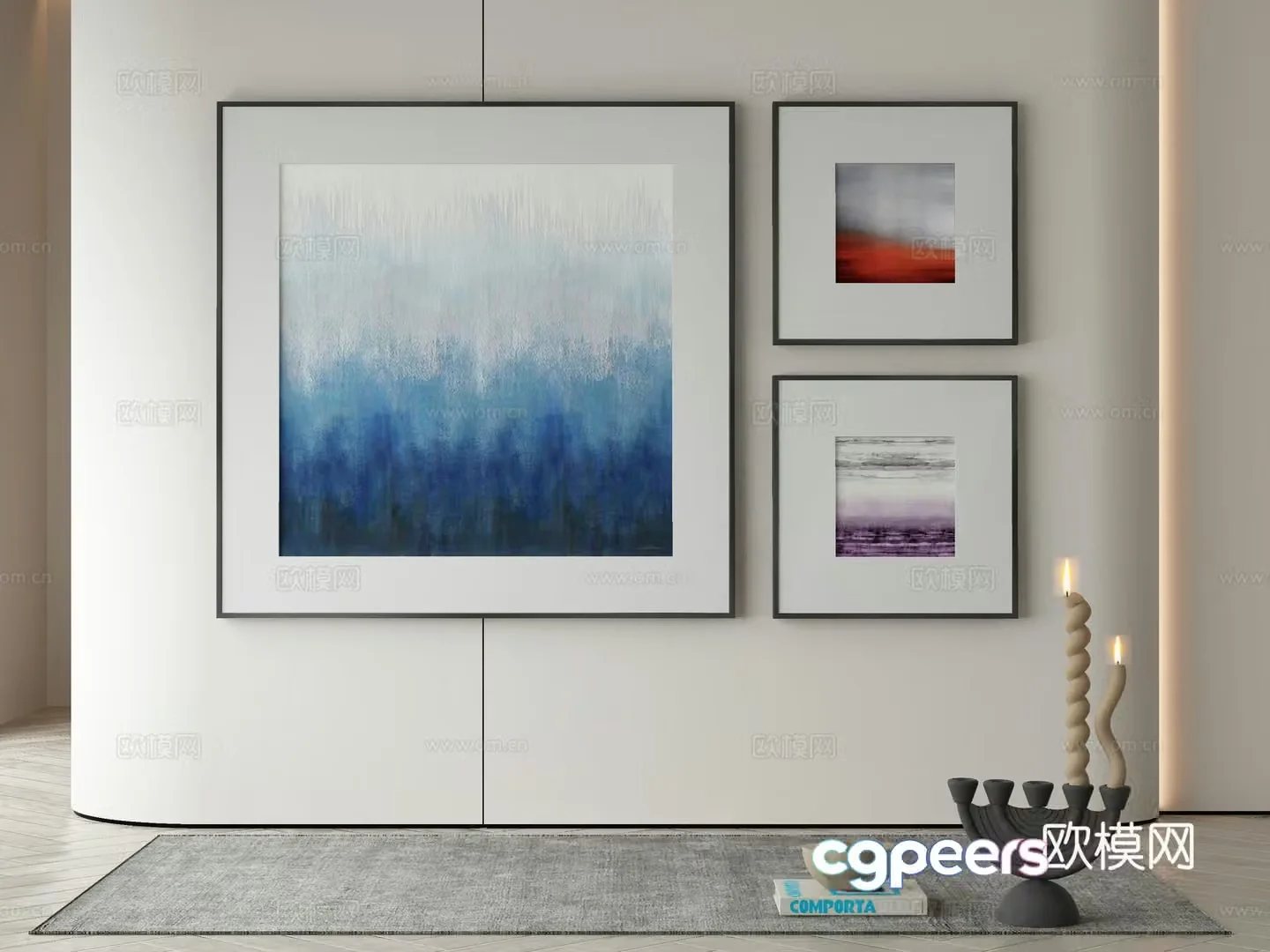 Modern texture painting decorative painting 3d model