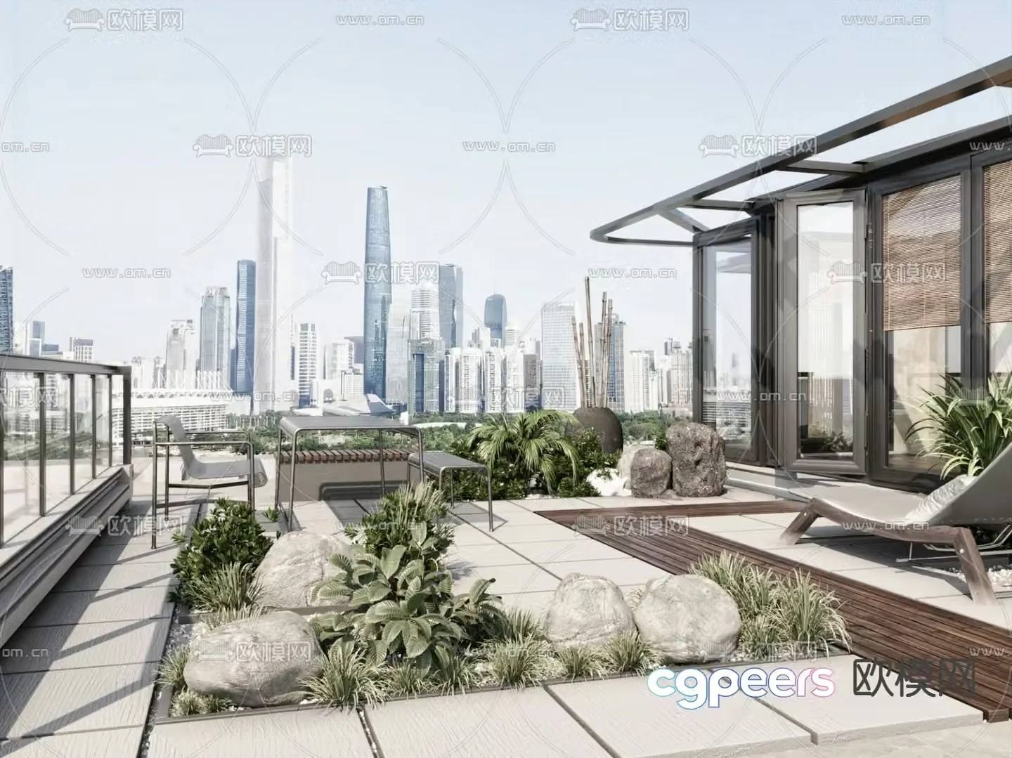 Roof Garden Courtyard Landscape 3d model