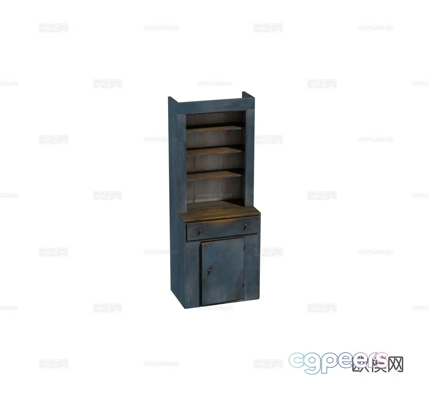 Retro wooden cabinet storage cabinet painted wooden cabinet wine cabinet combination 3D model