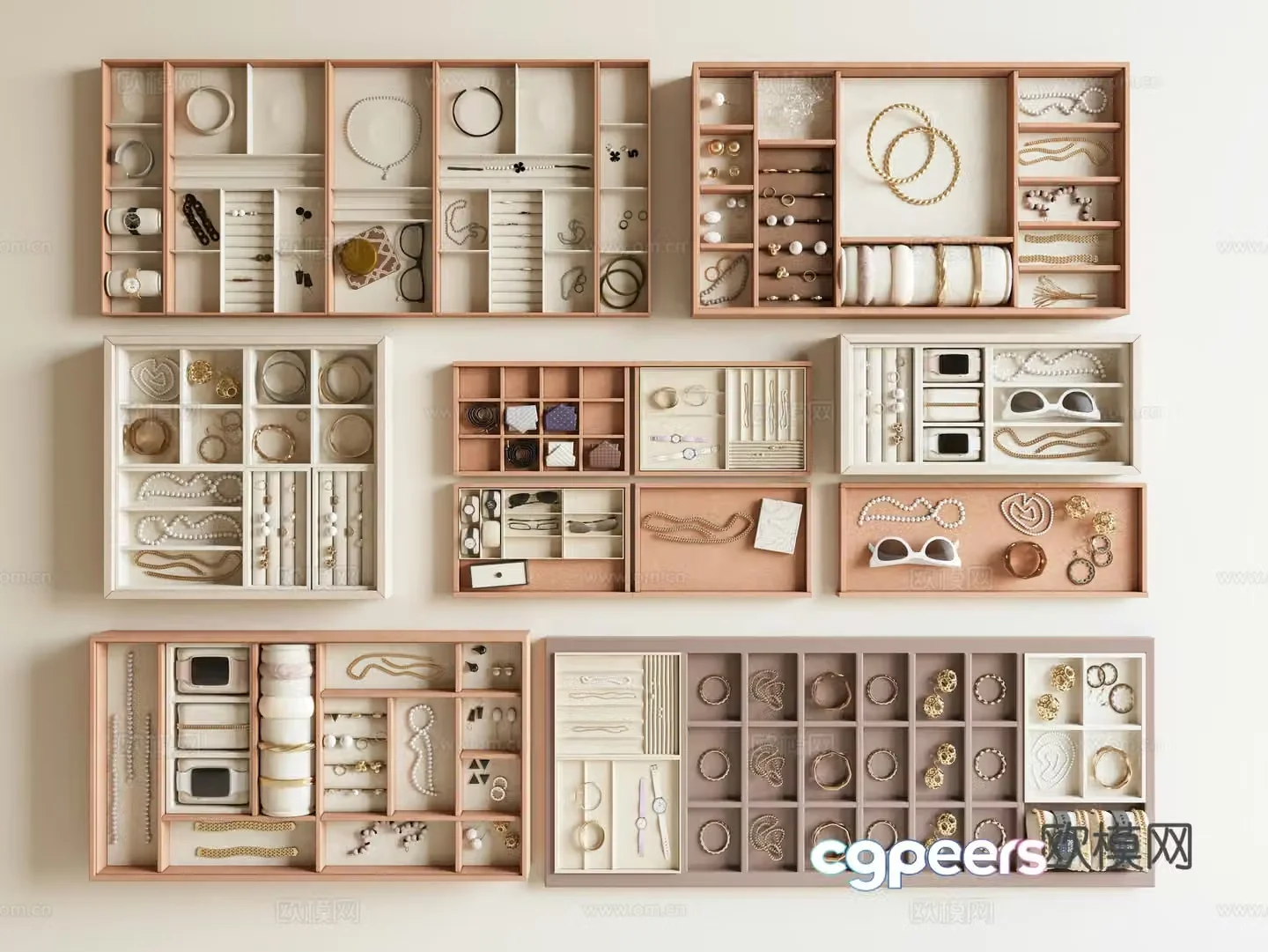 Modern jewelry cabinet watch dressing storage box jewelry box 3D model