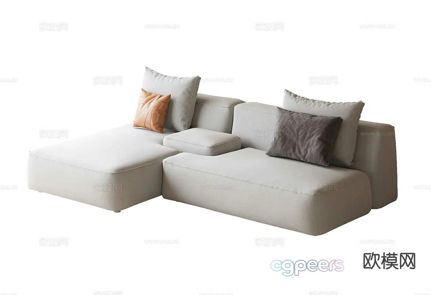 Modern corner sofa multi-person sofa 3d model