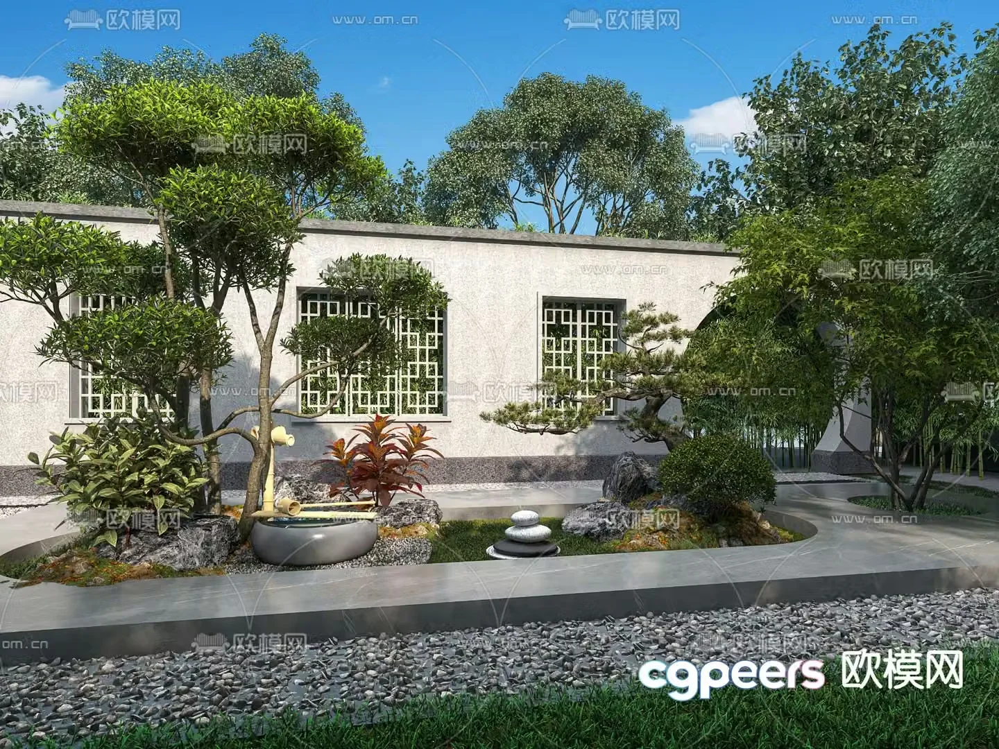 Courtyard landscape landscape sketch garden 3d model