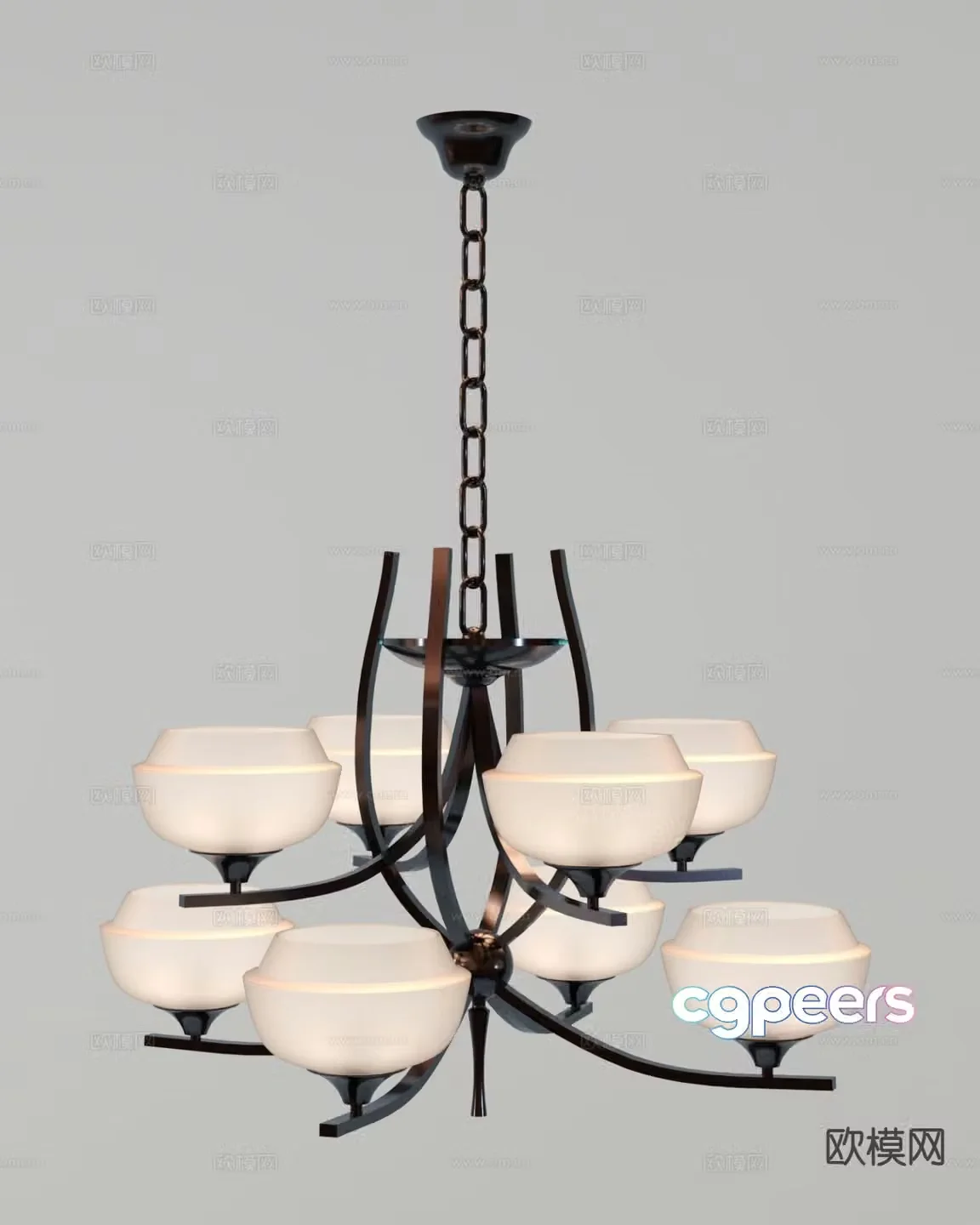 Industrial style chandelier hall chandelier 3d model