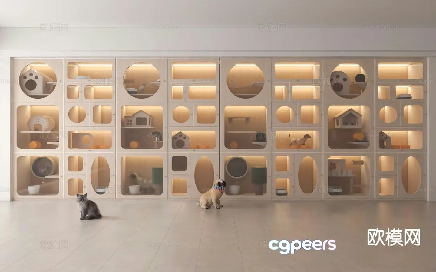 Modern cat kennel kennel pet cabinet 3d model