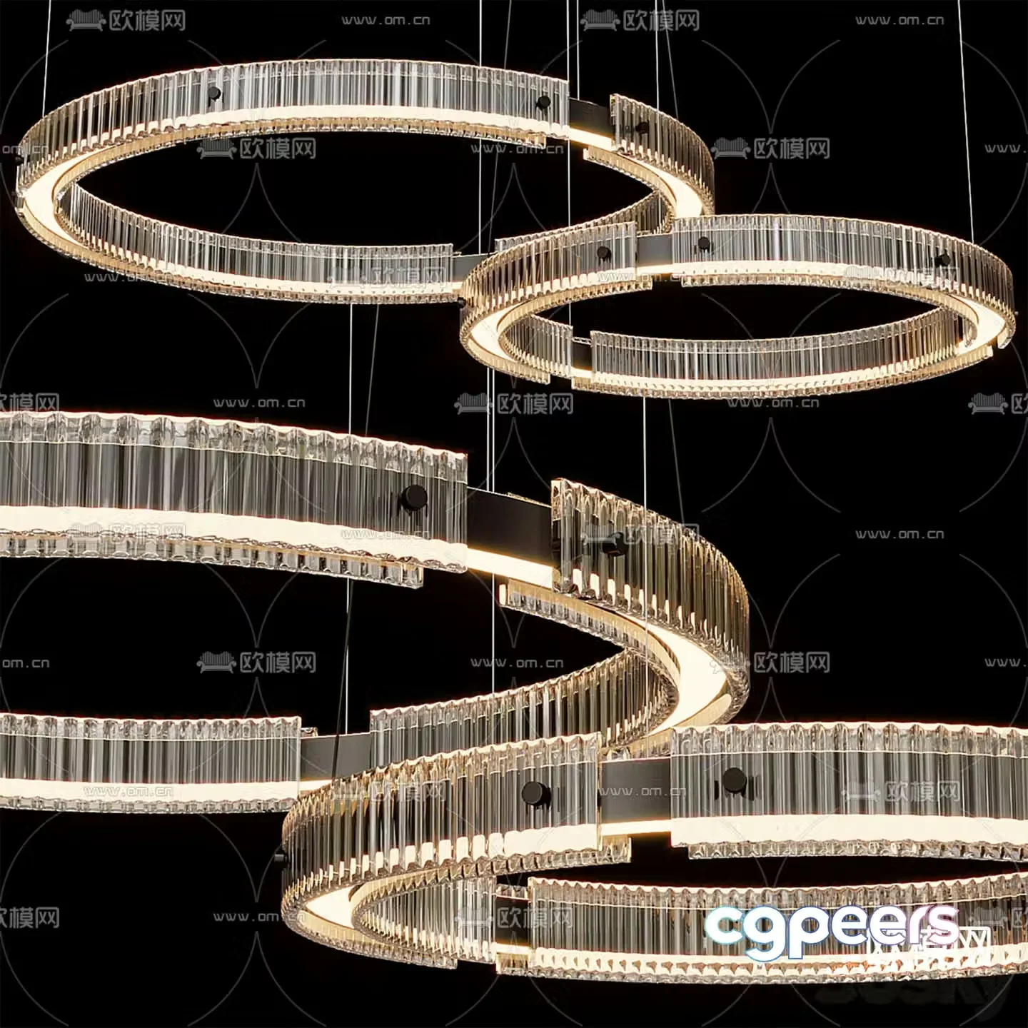 Light luxury chandelier ring chandelier 3d model