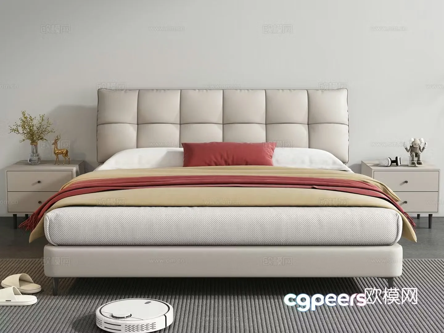 Modern double bed 3d model