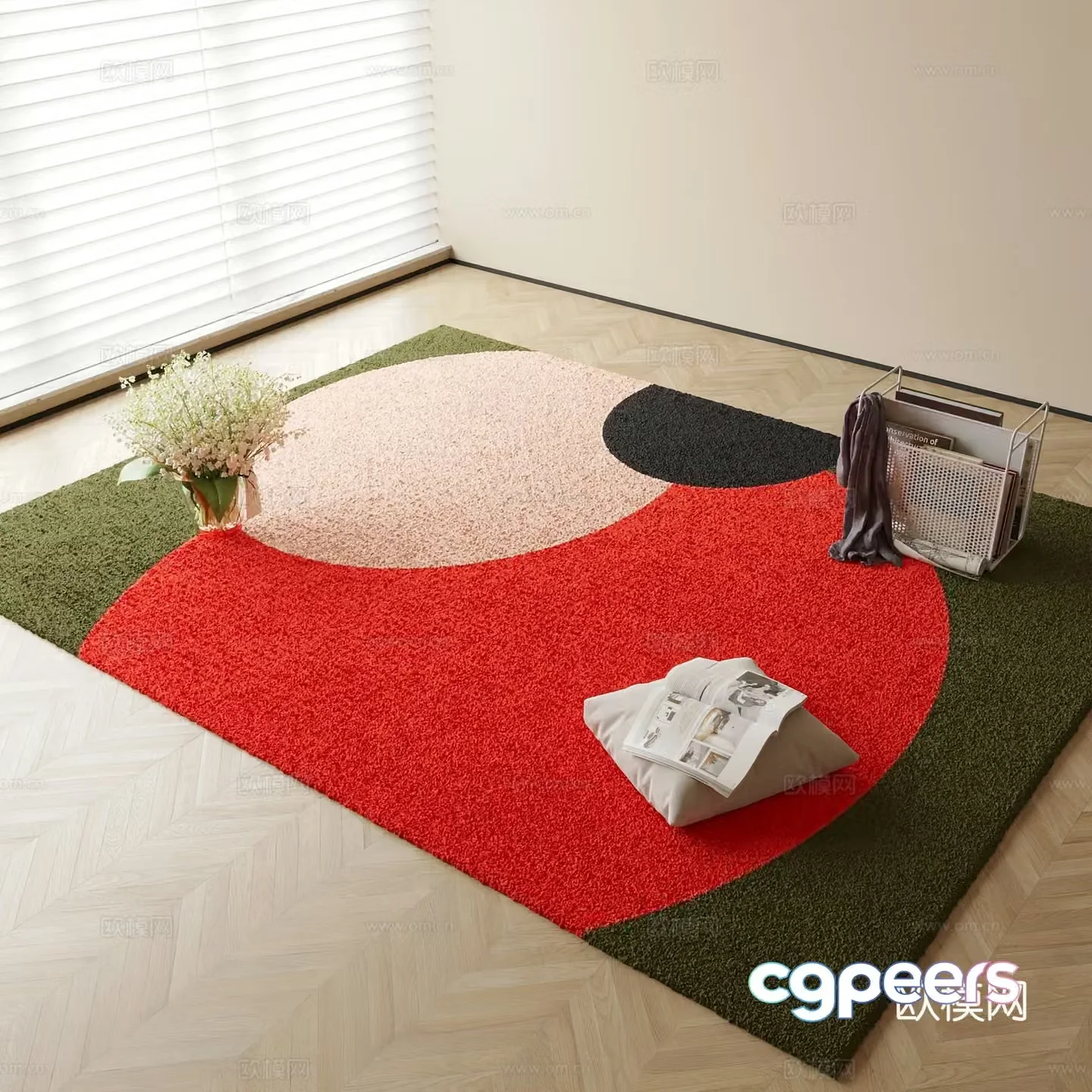 Modern geometric pattern carpet 3d model