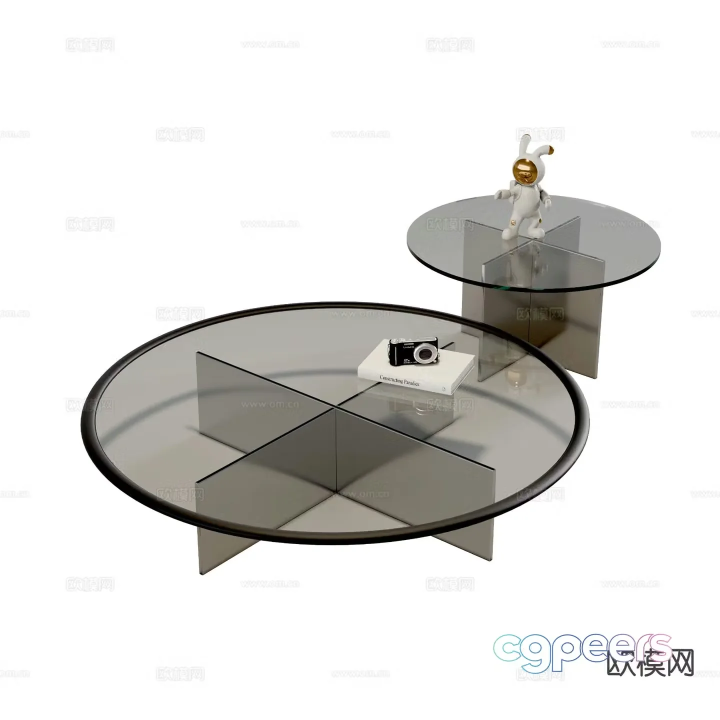 Glass coffee table mother-in-law coffee table 3d model