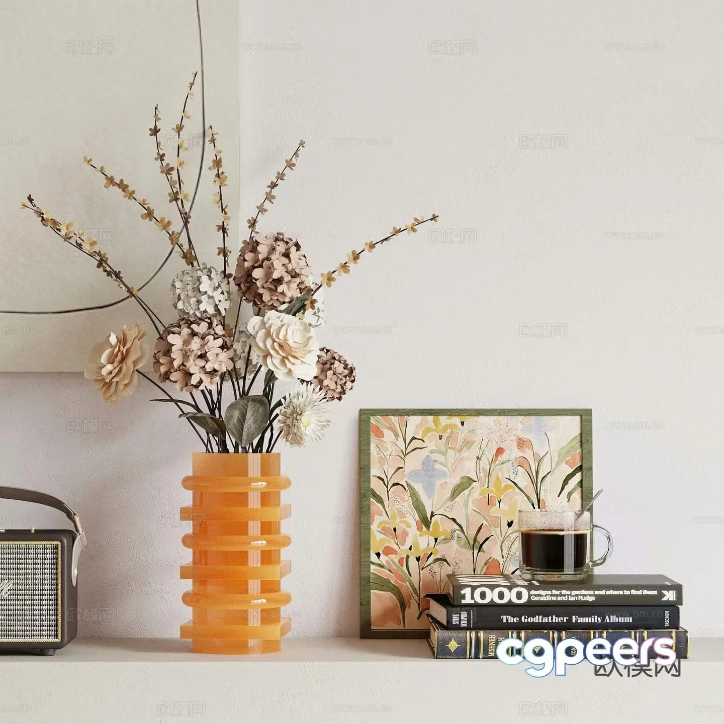 Orange cream wind vase 3d model