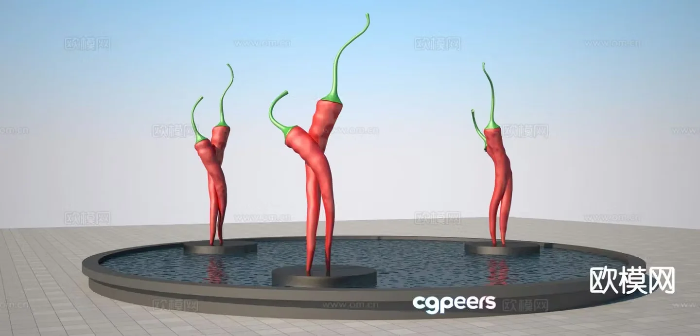 Chili pepper sculpture urban sculpture 3d model