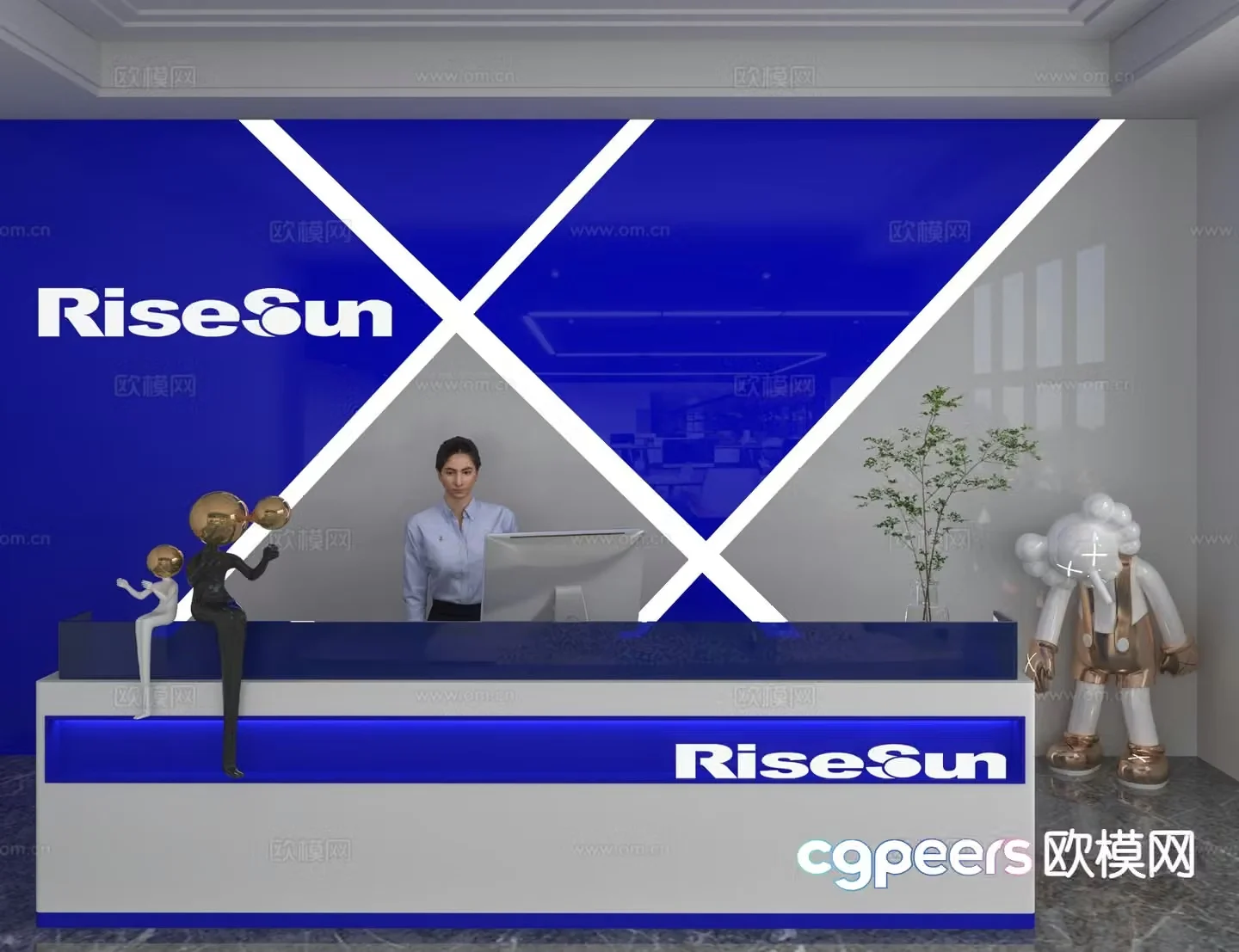 Modern front desk service desk reception desk information desk 3d model